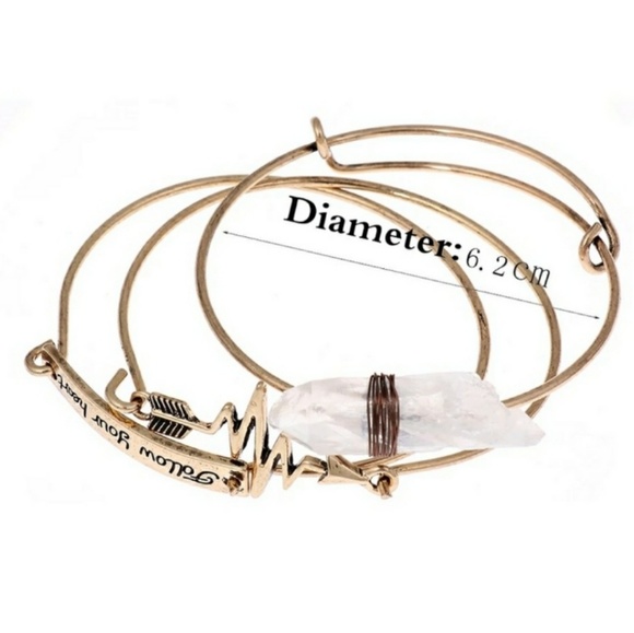 3 Piece "follow your heart" EKG bangle set - Picture 3 of 5